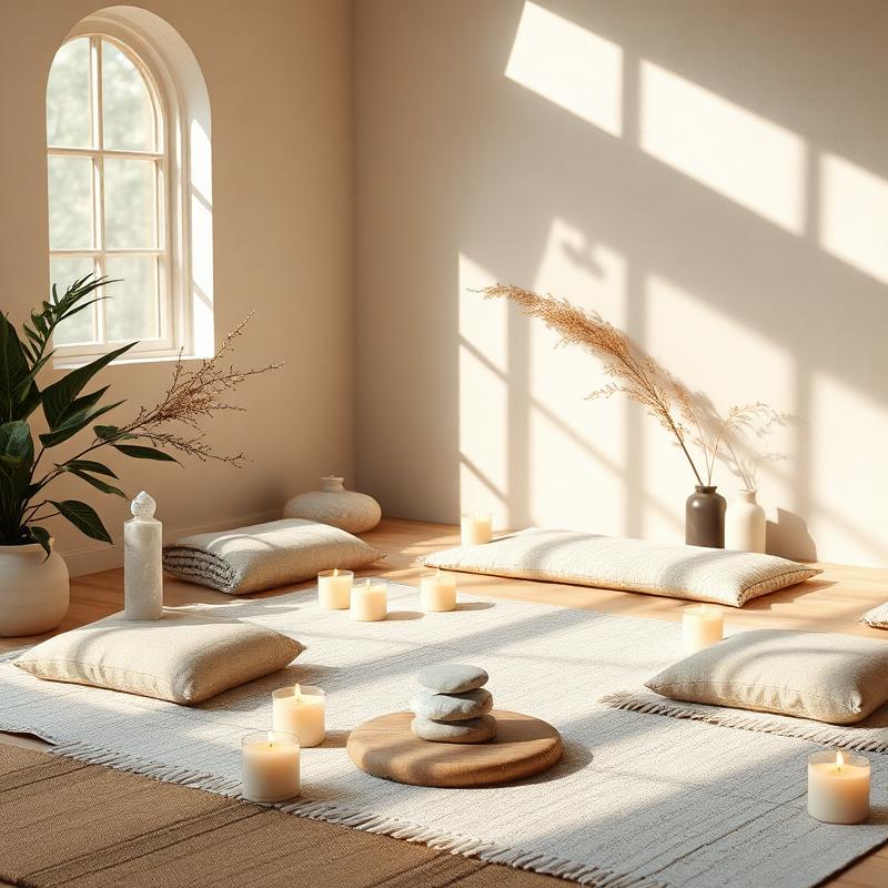 Serene holistic healing space with crystals and peaceful energy